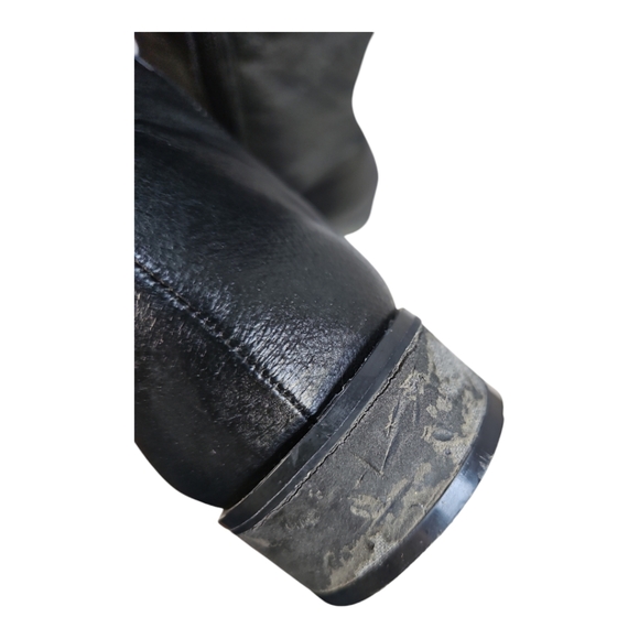 Nina Dolls Black Leather Flat Boots W/ Silver Trim Vintage Y2K Size 7 - Picture 11 of 12